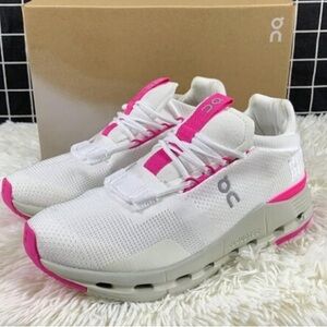On Running Women's White and Pink Running Shoes